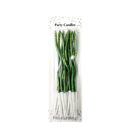 Свічки виті Зелені з золотими краплями (12 шт)