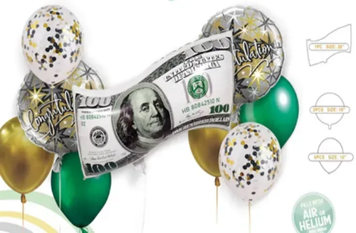 Набір кульок фольгованих Доллар 5 шт (Китай) (в інд. уп.)