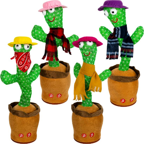 Танцюючий кактус в капелюсі музичний з підсвічуванням