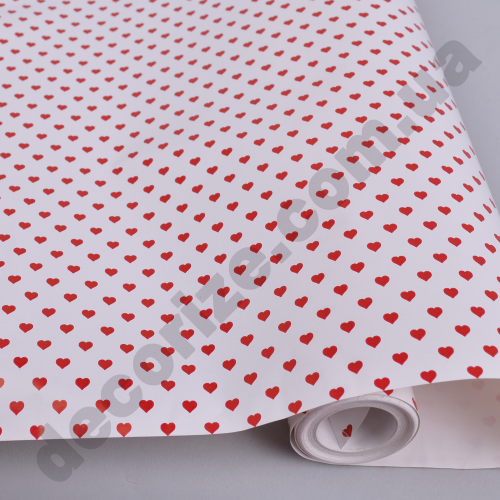Папір подарунковий червоні серця 70см*10м