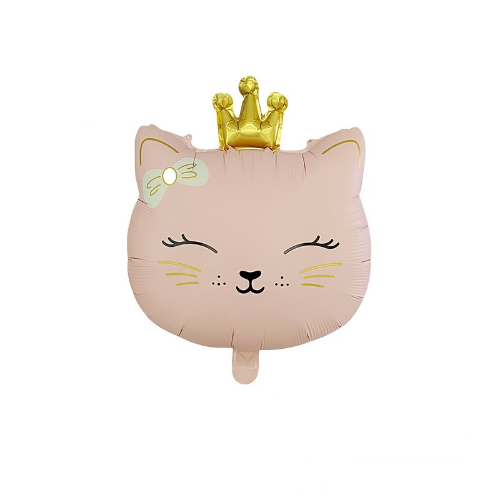 Фольгована фігура Кішка з короною сатин рожева (Китай) (в інд. уп.)