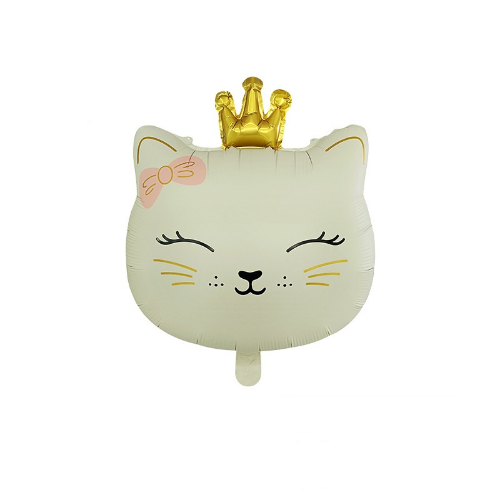 Фольгована фігура Кішка з короною сатин кремова (Китай) (в інд. уп.)
