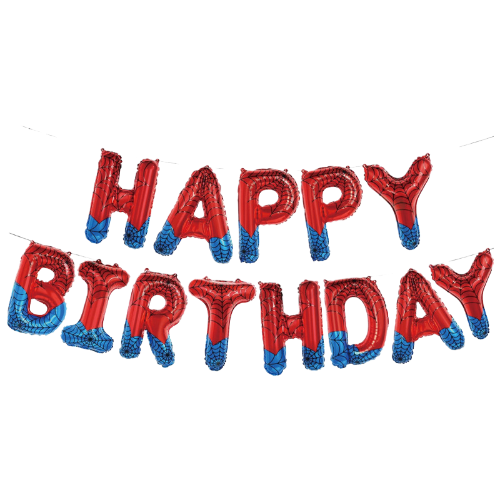 Фольгована фігура літери HAPPY BIRTHDAY червоно-сині Спайдермен (в Індив. уп.) (Китай)