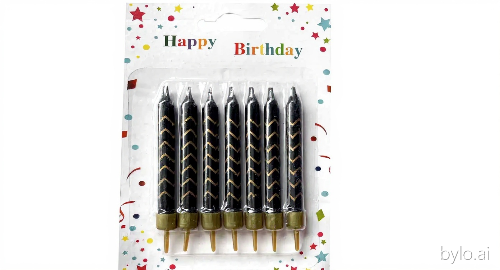 Свічки Чорні з золотим зигзагом (6 шт.)