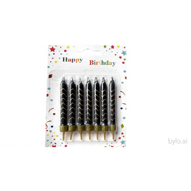 Свічки Чорні з золотим зигзагом (6 шт.)