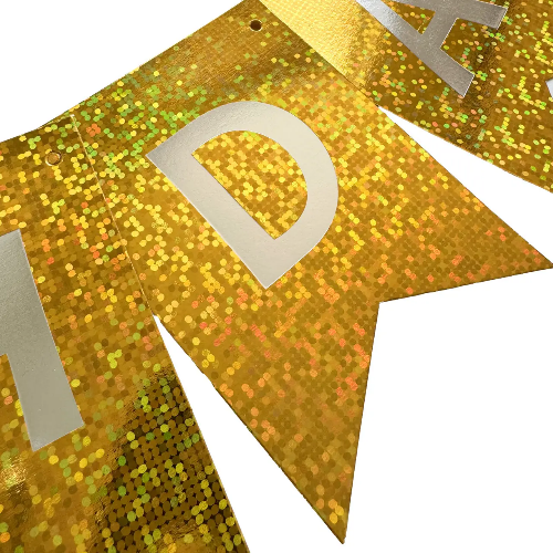 Гірлянда літери Happy Birthday Золото ГОЛОГРАММА