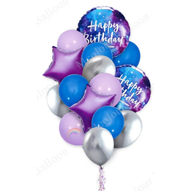 Набір кульок фольгованих Happy Birthday космос (Китай) (в інд. уп.)