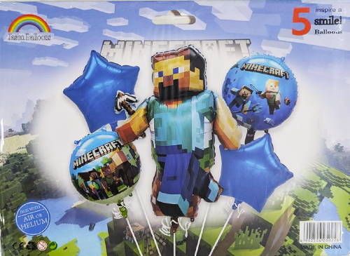 Набір кульок фольгованих Майнкрафт 2 (Китай) (в інд. уп.) 5 шт