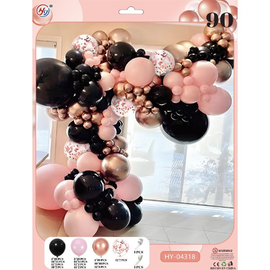 Набір повітряних кульок рожевий/чорний 90 шт для створення фотозони - арки-