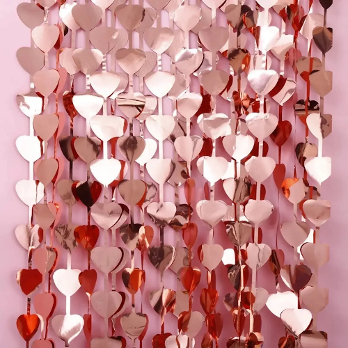 Штора для фотозони 2х1 Рожеве золото Серця