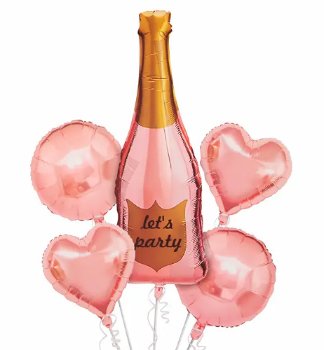 Набір кульок фольгованих Шампанське Рожеве золото Let's Party 5 шт (Китай) (в інд. уп.)