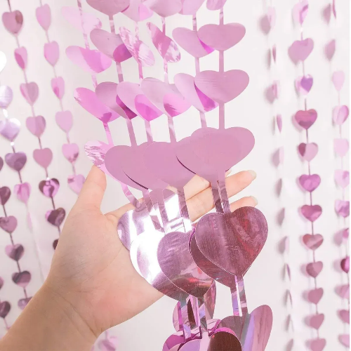 Штора для фотозони 2х1 Рожеві Серця