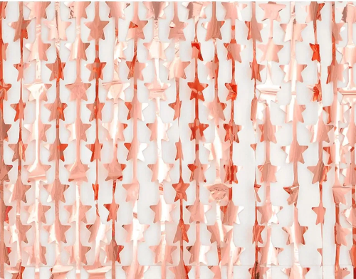 Штора для фотозони 2х1 Рожеве золото Зірки
