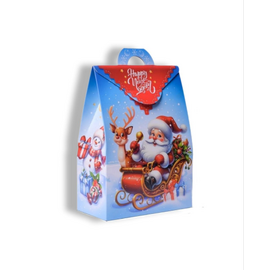Новорічна коробка для цукерок 600-700г (Санта на санчатах)