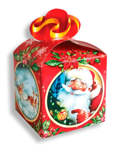 Новорічна коробка для цукерок 500-600г (Санта у колі)