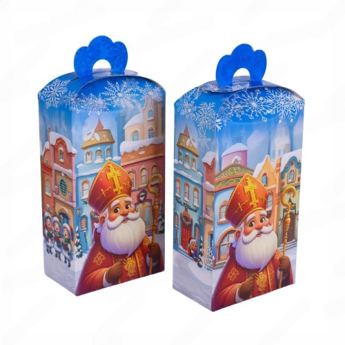Новорічна коробка для цукерок 400г (Миколай)
