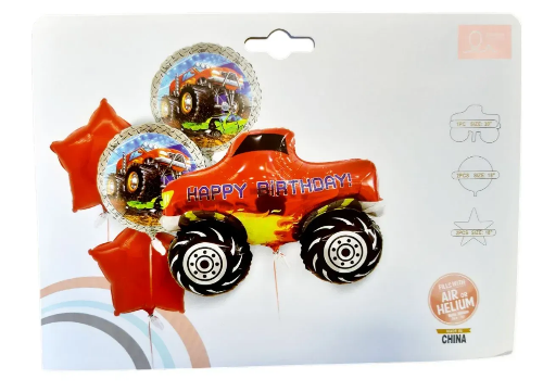 Набір кульок фольгованих Червоний позашляховик 5шт (Китай) (в інд. уп.)