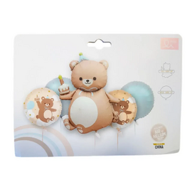 Набір кульок фольгованих Ведмедик бежевий 5шт (Китай) (в інд. уп.)