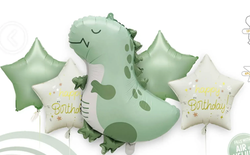 Набір кульок фольгованих Дино зелений 5шт (Китай) (в інд. уп.)