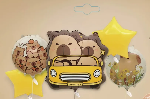 Набір кульок фольгованих Капібара на авто 5шт (Китай) (в інд. уп.)