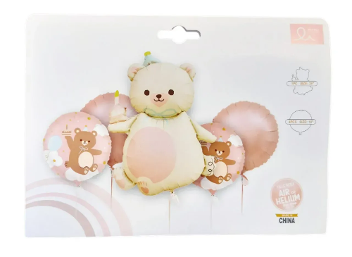 Набір кульок фольгованих Ведмедик білий 5шт (Китай) (в інд. уп.)