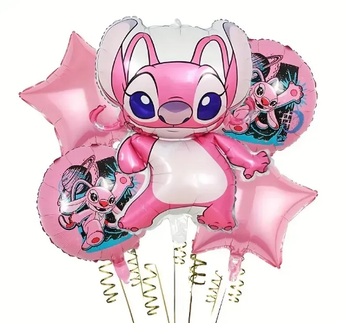 Набір кульок фольгованих Стіч Енджел 5шт (Китай) (в інд. уп.)