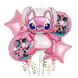 Набір кульок фольгованих Стіч Енджел 5шт (Китай) (в інд. уп.)