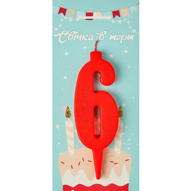 Свеча Цифра 6 (красная)