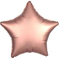 Фольгированная звезда сатин розовое золото