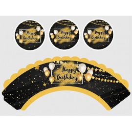 Набор для капкейков Happy Birthday black (12 предметов)