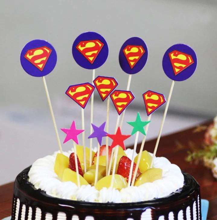 Набор топперов в торт Супермен, 12 штук