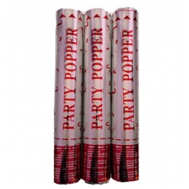 Хлопушка пневматическая 30 см (Party Popper серебро красная) 48-1