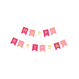 Гирлянда буквы БОЛЬШИЕ Happy Birthday фуксия