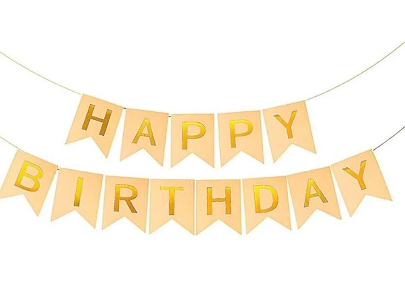 Гирлянда буквы Happy Birthday с золотым напылением