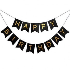 Гирлянда буквы Happy Birthday Черные С НАПЫЛЕНИЕМ