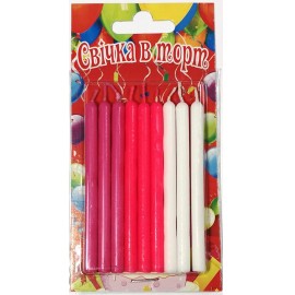 Свічки на торт прямі рожеві (для дівчинки), 9 шт/уп