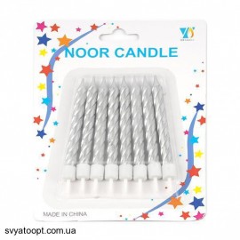 Свічки спіраль товсті виті Срібло