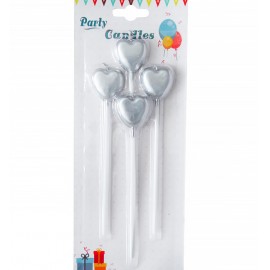 Свічки для торту серце (Срібло)