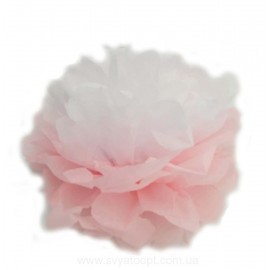 Помпон двухцветный Белый-Розовый 15 см