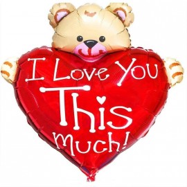 Фольга фигура большая Сердце с мишкой Flexmetal (в инд. уп.)