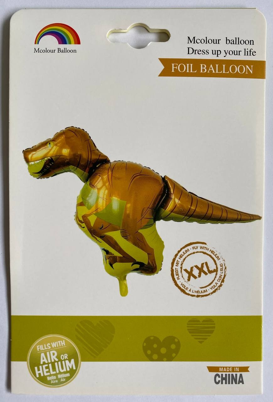 Інд.УПАК. Фольгована фігура Динозавр жовтий XXL (Китай)