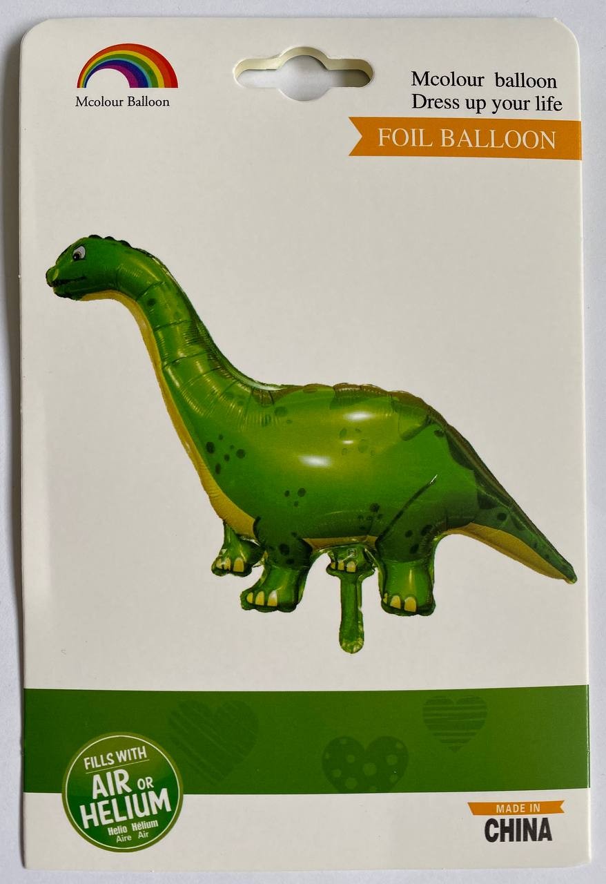 Інд.УПАК. Фольгована фігура Динозавр зелений Длинная шея (Китай)