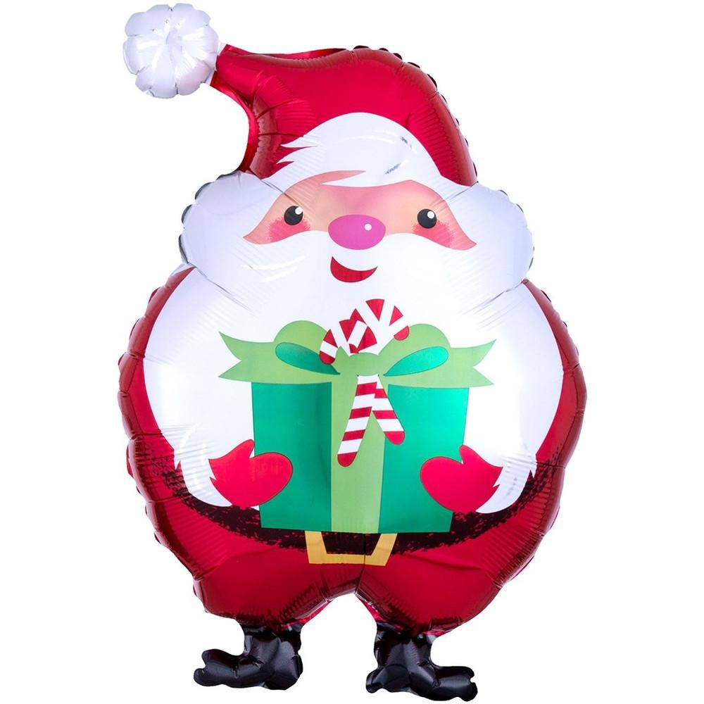 Фольга фигура большая Санта Клаус с подарком Anagram