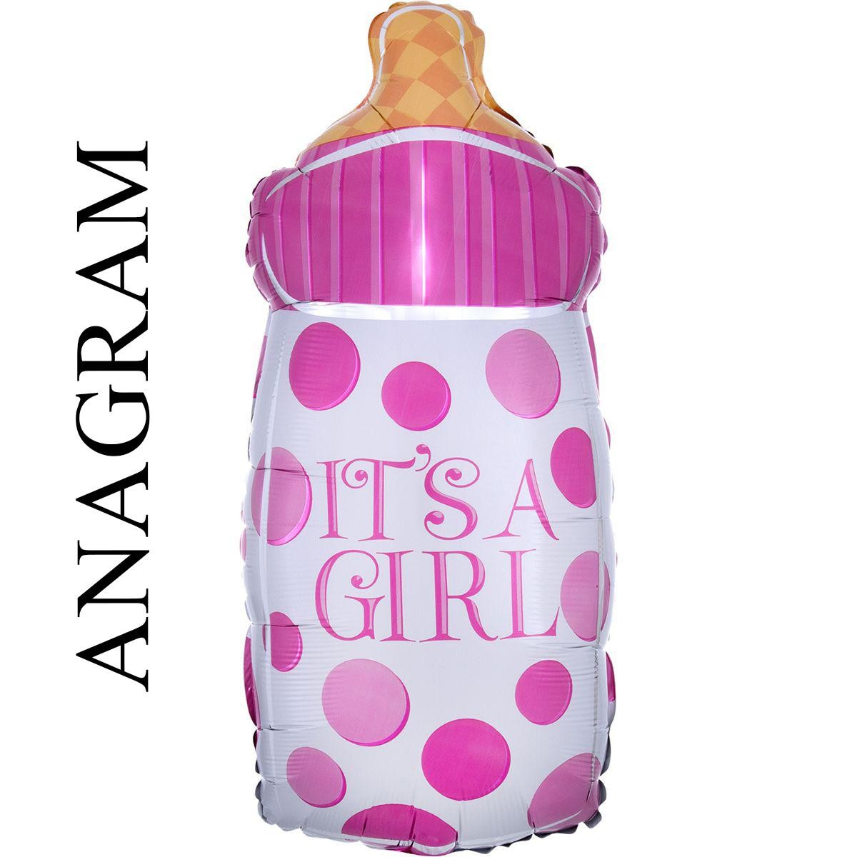 Фольга фигура большая Бутылка Розовая ANAGRAM