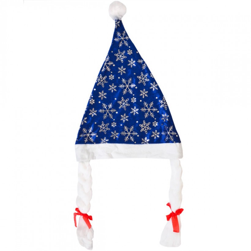 Шапка снегурочки с косичками