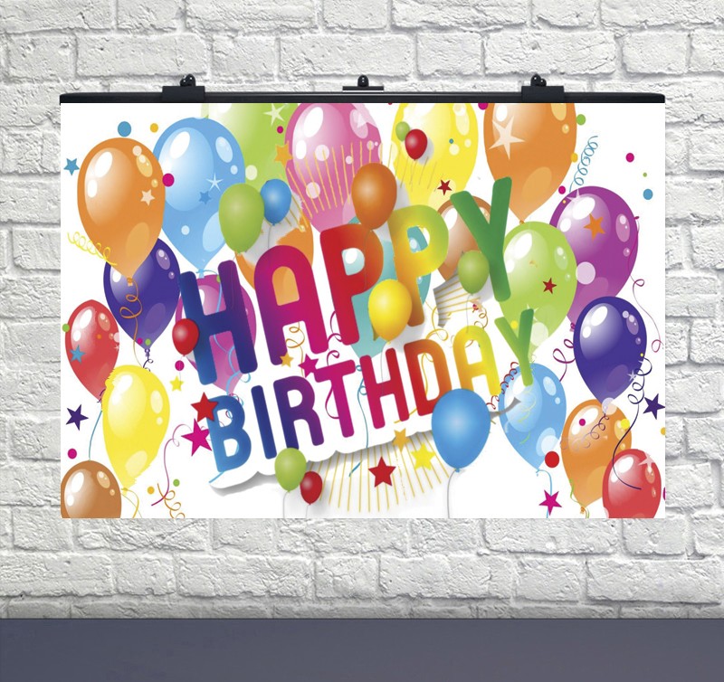 Плакат для дня рождения Happy Birthday шарики серпантин 75х120 см