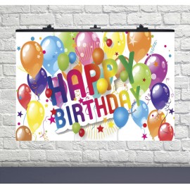 Плакат для дня рождения Happy Birthday шарики серпантин 75х120 см