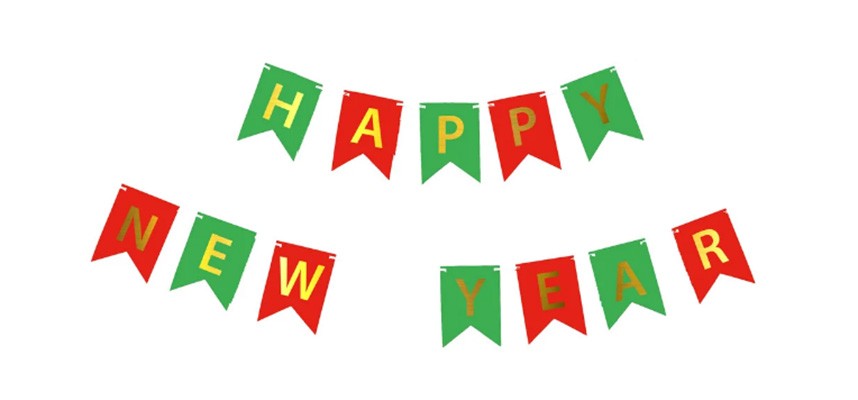 Гирлянда буквы Happy New Year зелено-красная