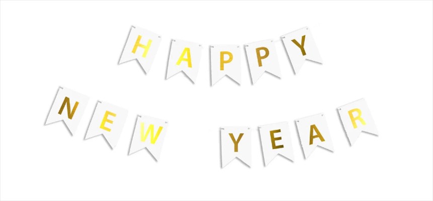 Гирлянда буквы Happy New Year золото на белом