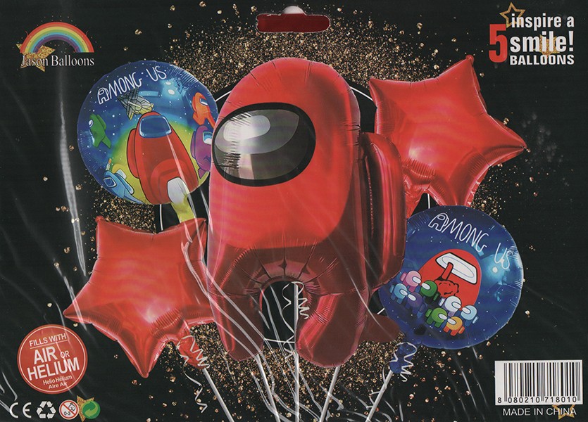 Набір кульок фольгованих (Космонавтики червоний) 5 шт. (Китай) (в індив. упаковці)
